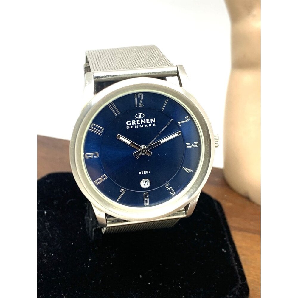 Grenen by Skagen Denmark Mens Watch M-24XLSSN Quartz Blue Dial Silver Steel 38mm - Picture 13 of 14